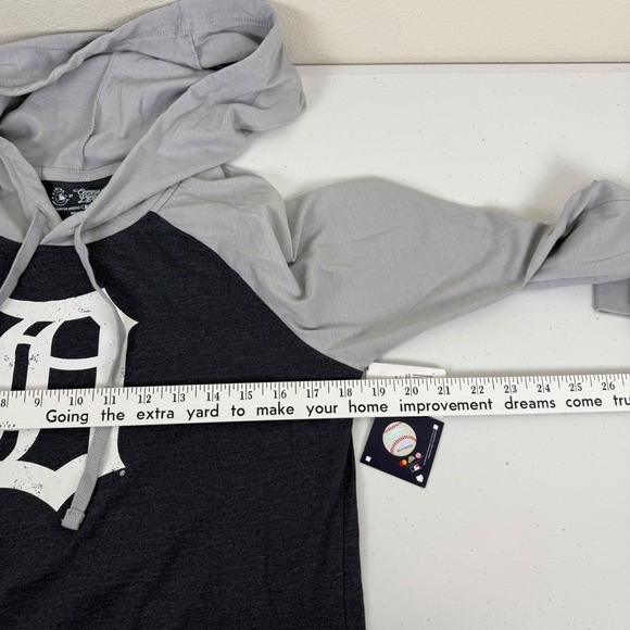 Detroit‎ Tigers MLB Hoodie Men's Medium Gray Raglan Long Sleeve Pullover NWT - Picture 7 of 7